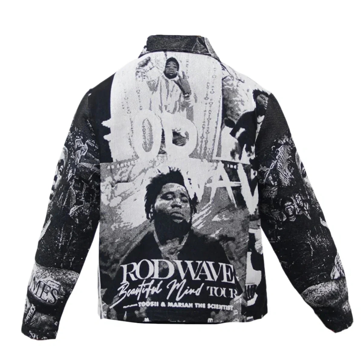 Black & White Woven Tapestry Zip Jacket