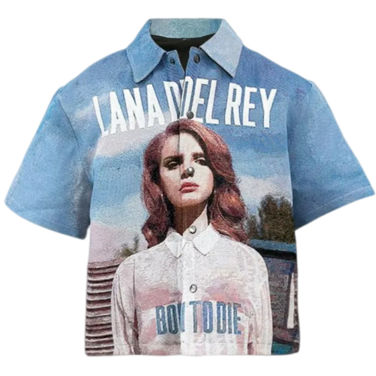 Vintage Sadcore Album Aesthetic Woven Tapestry Button-Up Shirt