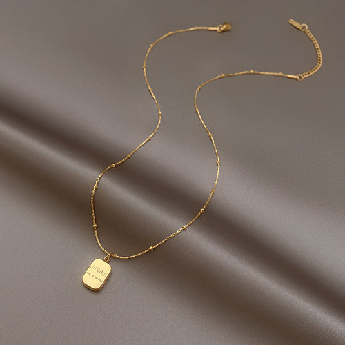 14K Gold Letter Double Sided Gold Coin Necklace